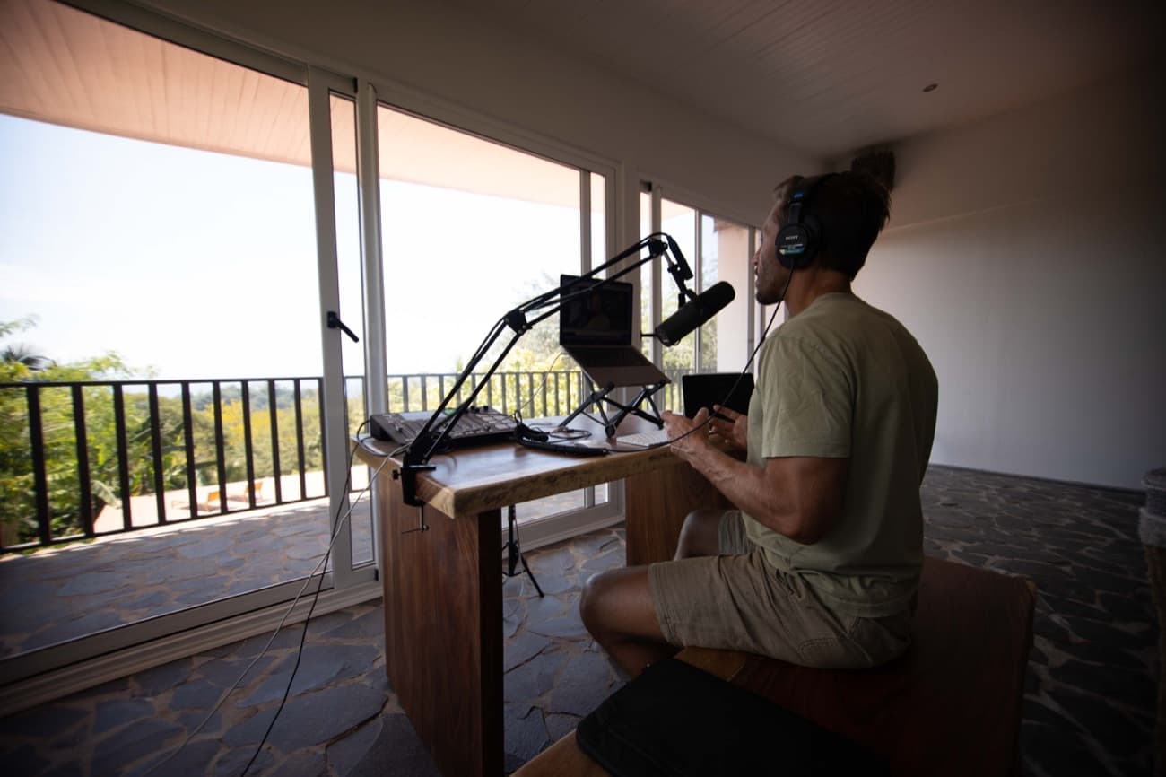 Paul recording the podcast